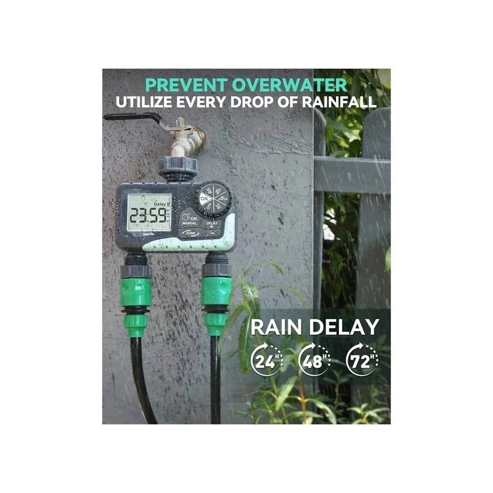 RAINPOINT 3 Zone Sprinkler Timer with Brass Inlet Water Timer for Garden